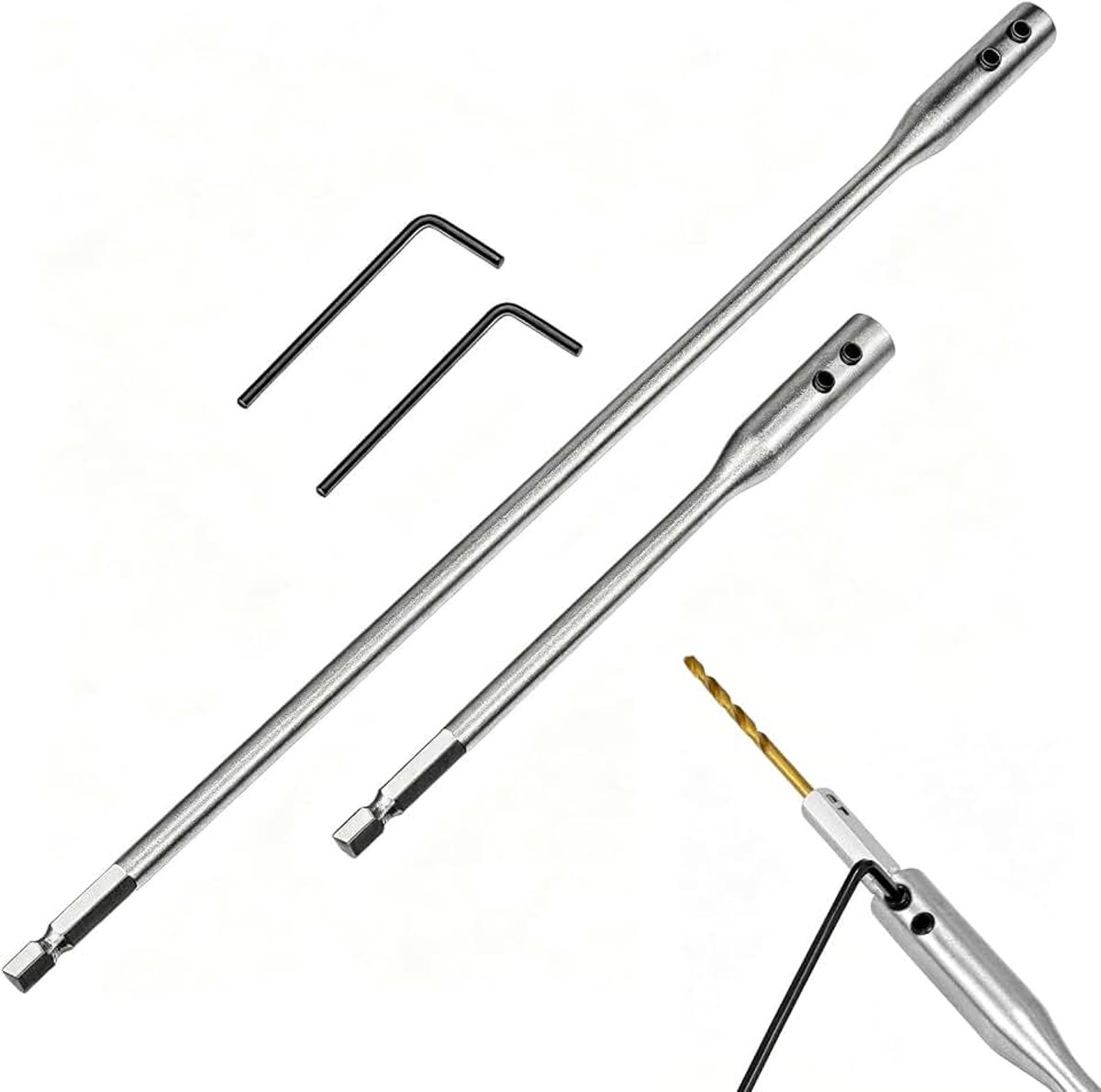 1/4 inch verlenging, verlengstang boren | boorverlenging van koolstofstaal, voor houtdraaien, machinebouw, meubelbouw, timmerwerk en bouw