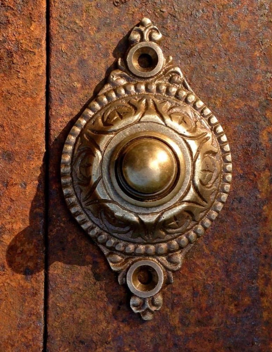 Deurbel Messing - Antieke Bel - Historische Poorten - Handgemaakt Kwaliteit - 78 cm Hoog - Gepatineerd
