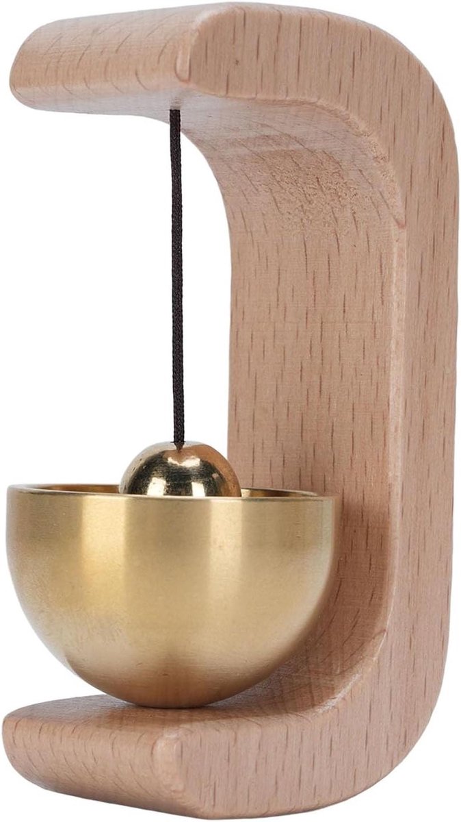 Deurbel Hout - Winkelbel Goud - Gasten Aankomst - Aangenaam Geluid - 9 x 6 x 4 cm - Houtkleur