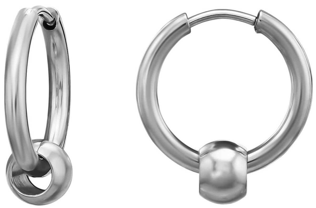 CS Joy - oorbellen - oorringen 15 mm - balletje - klap scharnier sluiting - chirurgisch staal - kraal - ear party boho - bohemian style - ip/pvd t26