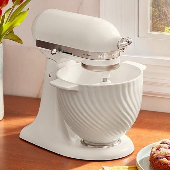 Keramische Kom - Keukenmachine Kom - Ingrediënten Mengen - Titanium Versterkt - 47 Liter Capaciteit - Wit — afbeelding 2
