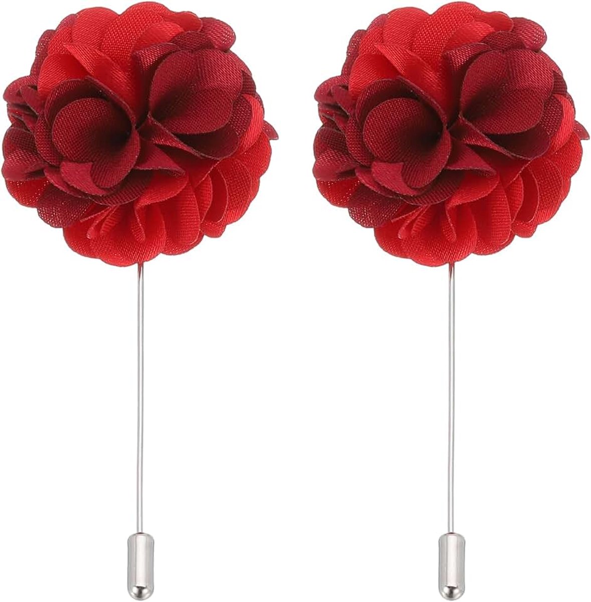 Bloem Boutonnieres Pin, 2 Stks Reversspeld voor Mannen Camelia Bloem voor Pak Bruiloft Afstuderen Verjaardag Broche Afstuderen Outfit Accessoires, Wijnrood/Rood