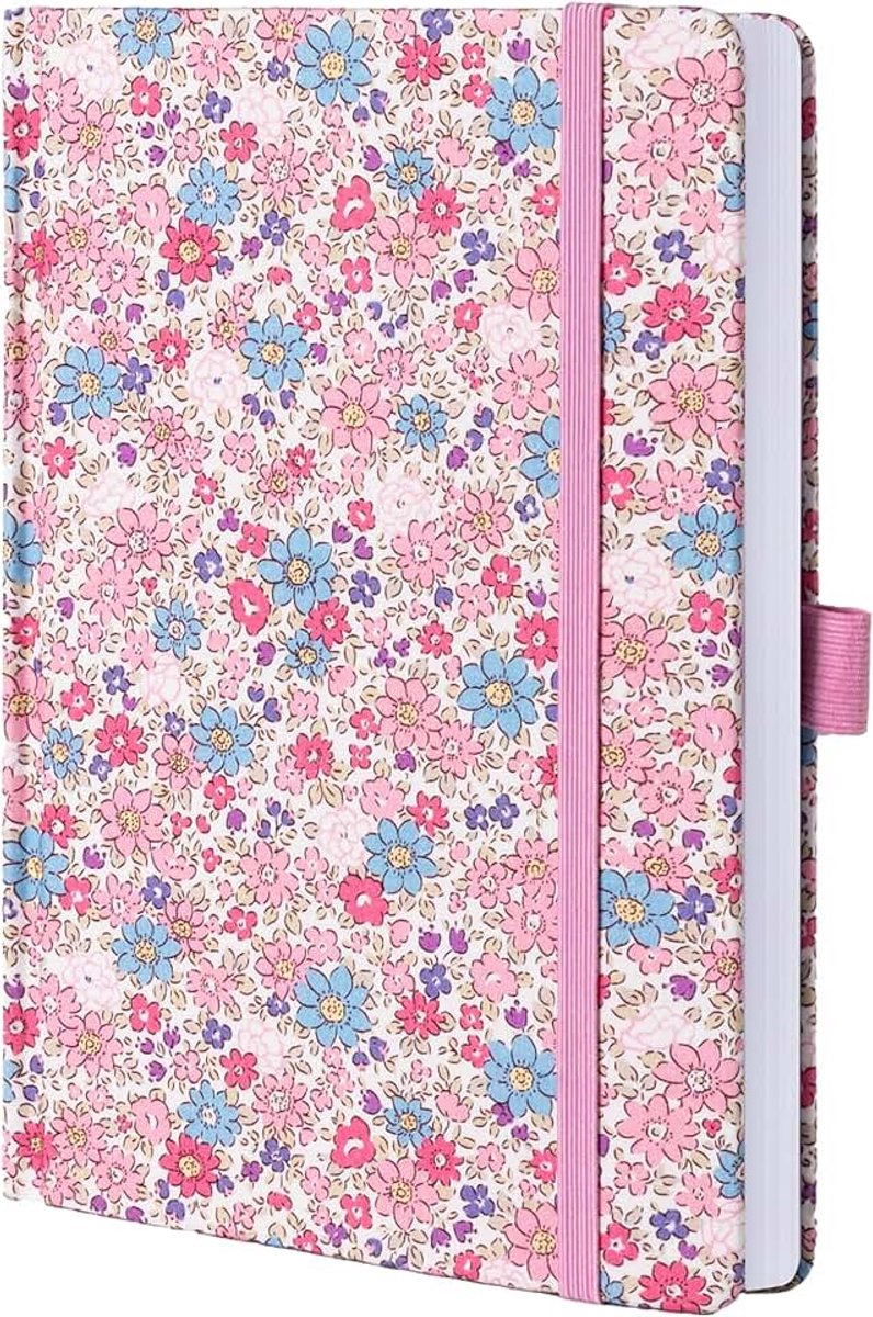 Gelinieerd Notitieboek, A5 Stoffen Notitieboek voor Vrouwen en Meisjes, Leuke Bloemen Notitieboeken om in te Schrijven, College Dagboek met 192 Genummerde Pagina's, 100 GSM Dik Papier