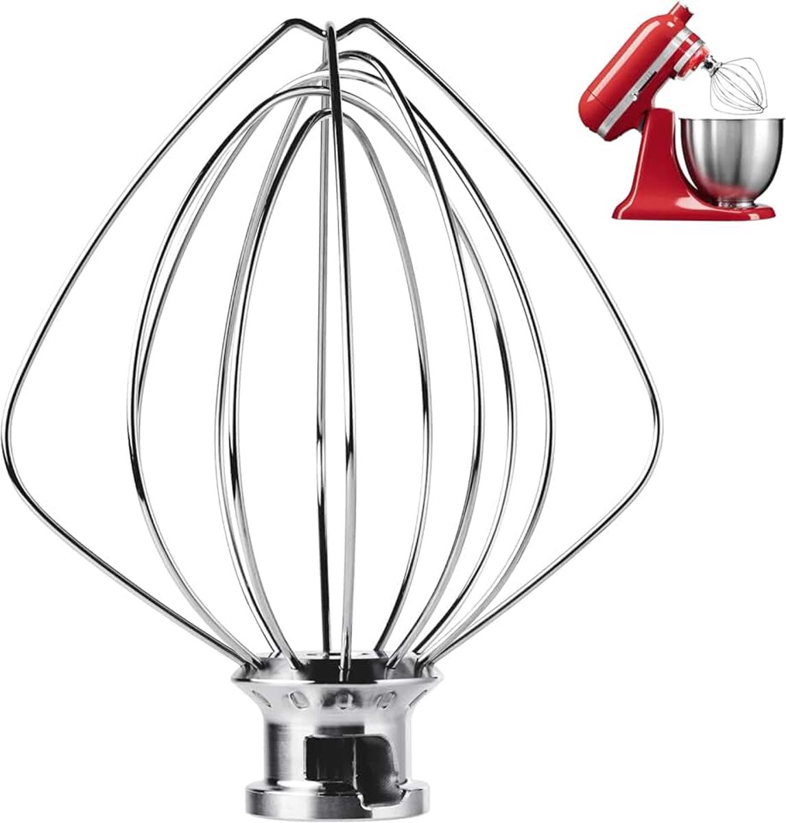 6-draads zweep bevestiging voor KitchenAid 4.5 en 5 Quart Tilt-Head Stand Mixer, K45WW garde bevestiging, Ballongarde, Heavy Duty, vaatwasmachinebestendig