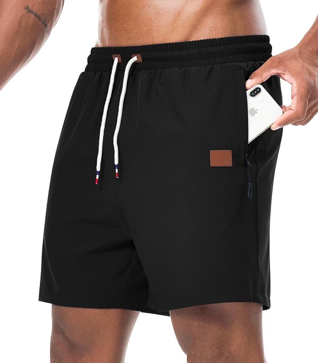 Shorts Gym Workout Joggen met Rits Zakken Lichtgewicht Ademend Zomer Sneldrogend