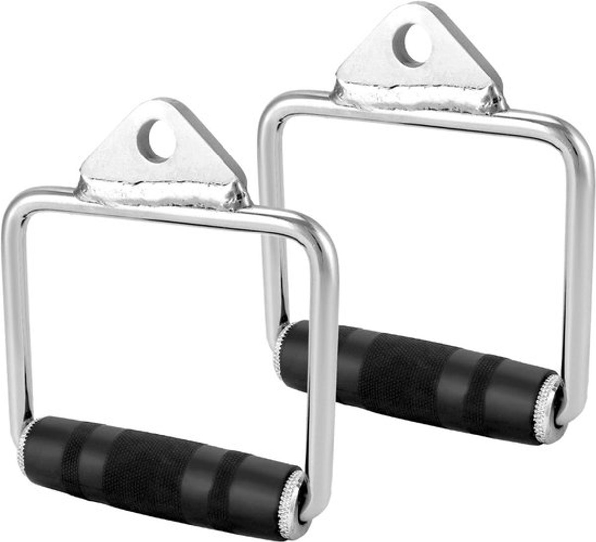 2-delige kabeltrekhandgrepen met rubberen grip, ideaal voor lat pull oefeningen en krachttraining