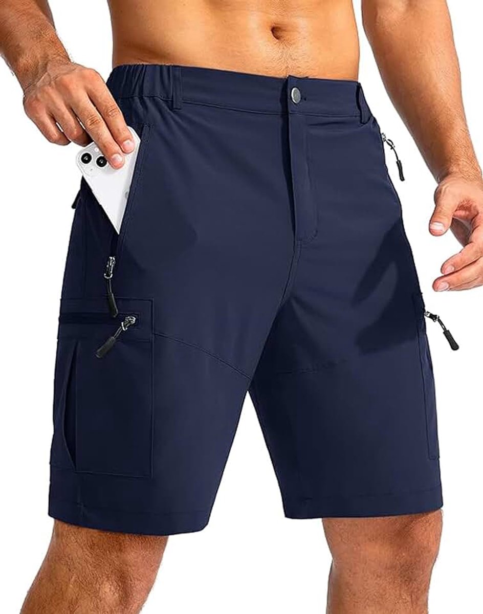Korte wandelbroek voor heren, met ritssluiting, outdoor, zomer, cargoshorts