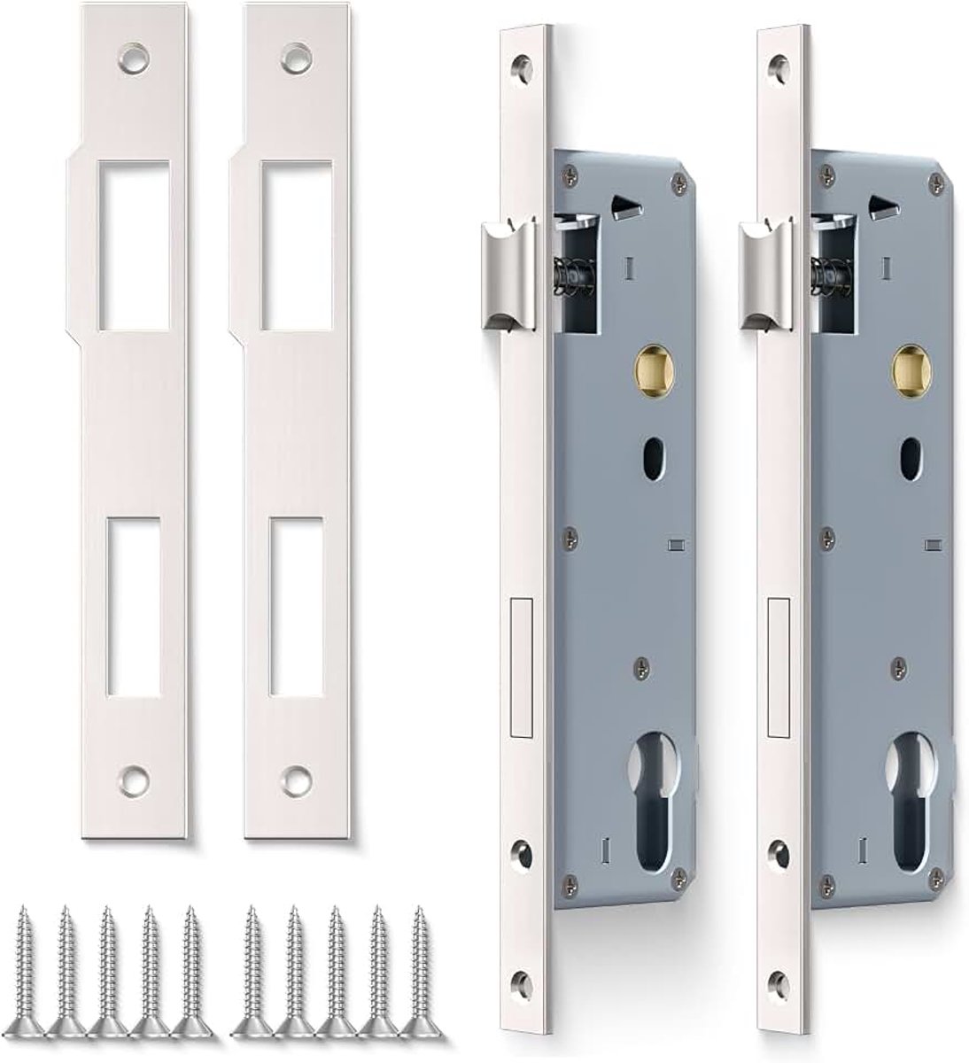 2 Stuks Roestvrij Staal 9240 Mortice Lock, 92MM Center 40MM Backset Lock Body, Satijn Nikkel Frame Deurslot Voor Binnen-en Buitendeuren