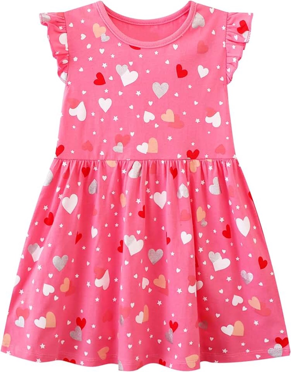 Meisjes Jurk Katoen Ronde Hals Ruffle Mouwloos Casual Eenhoorn Cartoon Appliqué Blauw/Wit Gestreepte Kleding Kids Zomerfeest Feestelijke Prinses A-Lijn Jurken Maat 92-128