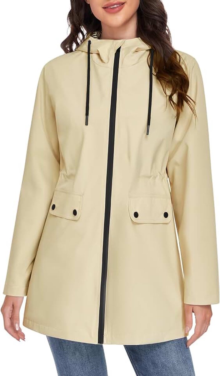 Girl Lentejas voor dames, lange overgangsjas, lichte jas, parka, winddicht, elegante mantel met capuchon, casual jas voor lente, zomer, herfst