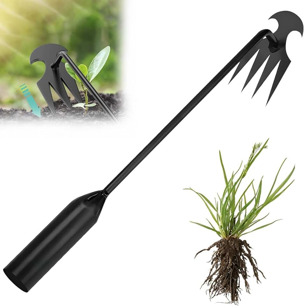 Onkruidverwijderaar, roestvrij staal, onkruidsteker, roestvrij staal, wortelwieder met handvat, voegenkrabber met steel, tuingereedschap, onkruidverwijderaar om te graven, wieden