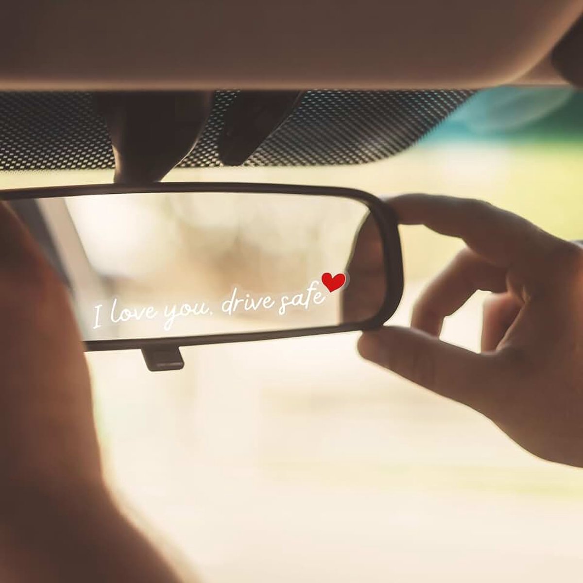 3 Stuks I Love You Drive Safe-Spiegelsticker, Auto-Achteruitkijkspiegelsticker Veilige Rijstickers Grappige Vinyl Raamstickers voor Auto's voor Mannen en Vrouwen (Wit)