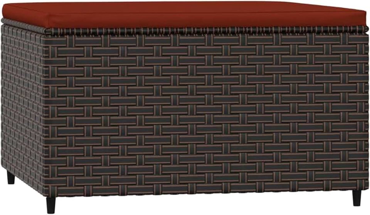 Tuinkruk, voetenbank, zitkruk, voetenbank, voetenbank, poef, tuinmeubelen, kussen, polyrotan, bruin