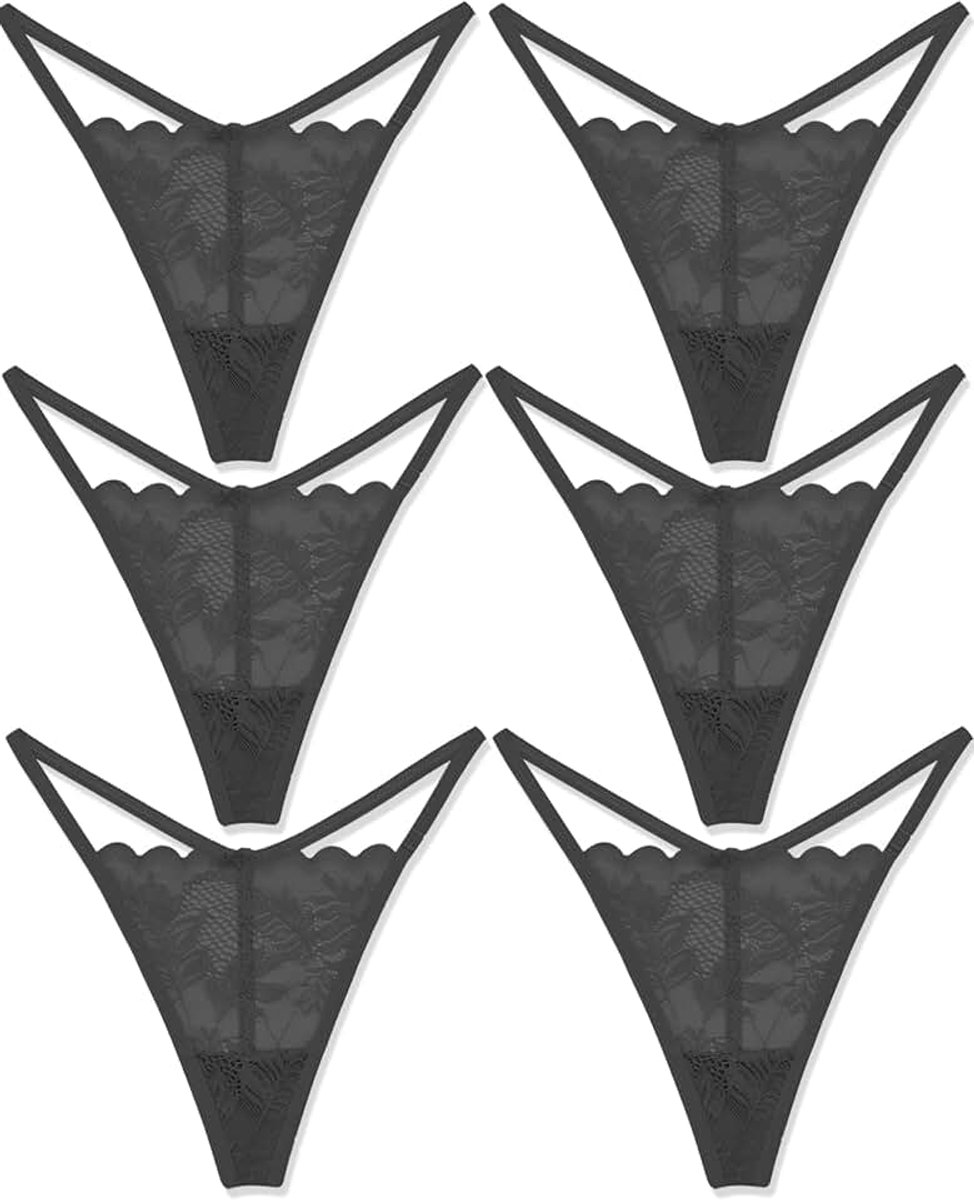 OF ME 6 G-strings voor dames, kant en lingerie, sexy ondergoed, slipje, multipack