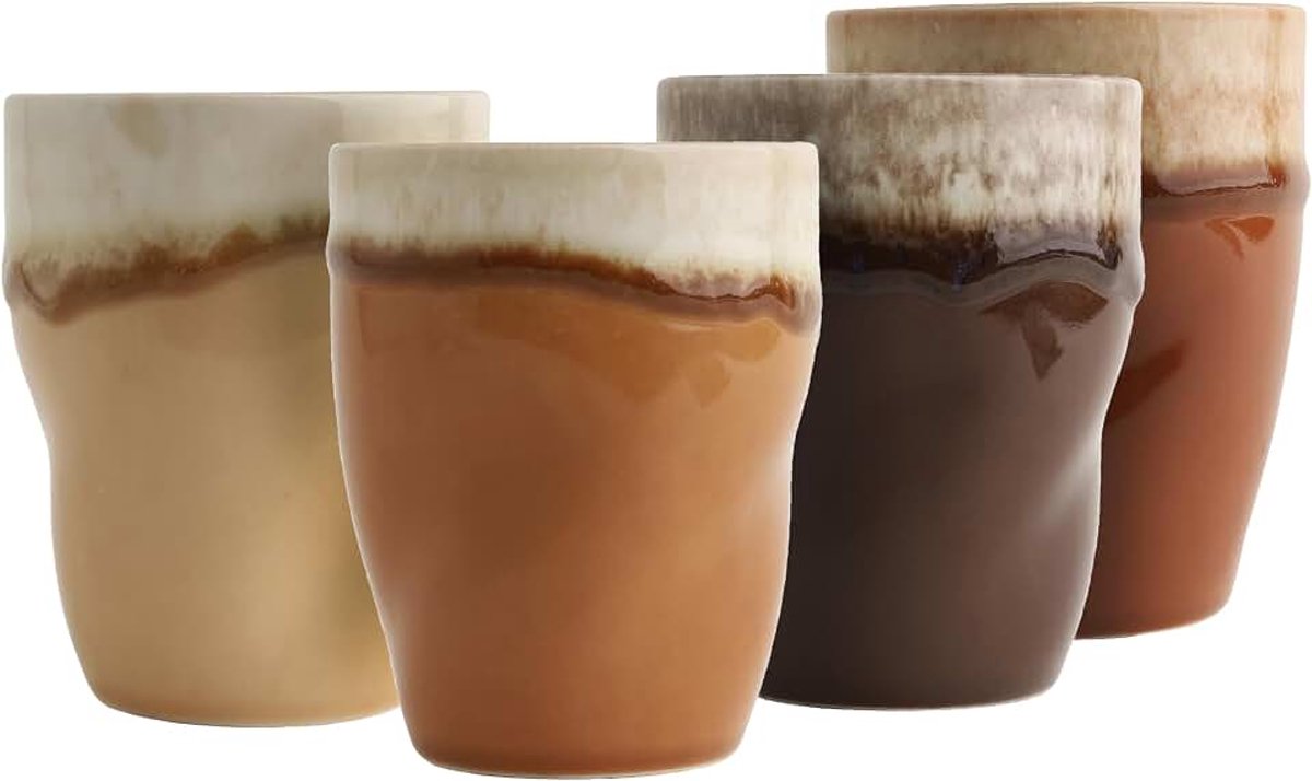 Squeezy Mocha Mousse, 24738, 4-delige serviesset voor 4 personen, koffiebekers van aardewerk, vaatwasser- en magnetronbestendig, kwaliteitsproductie