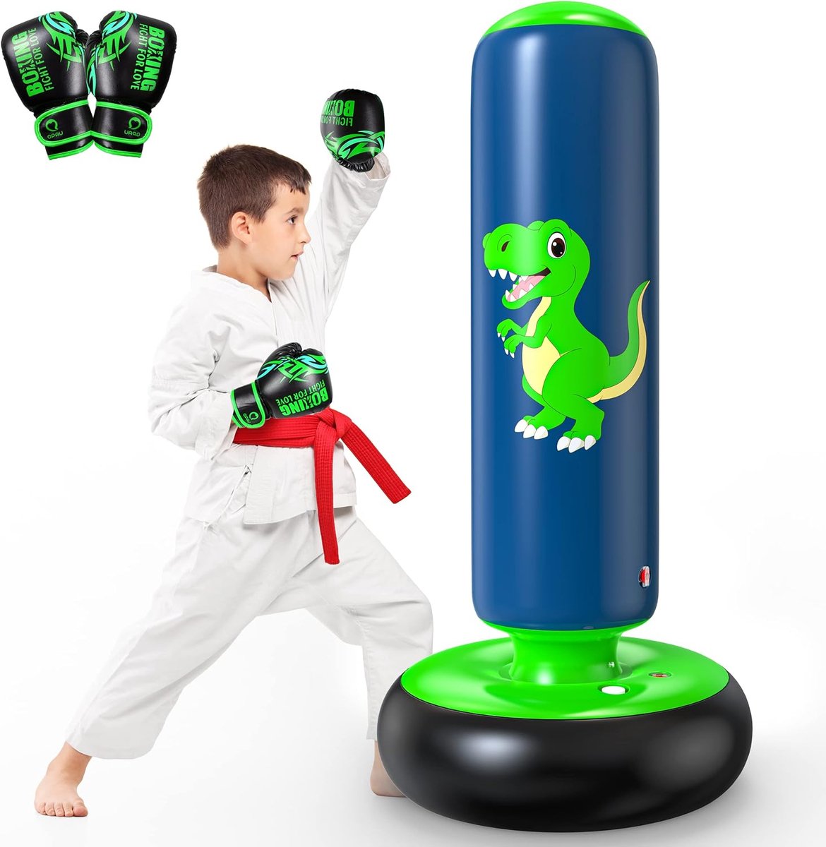 Kinder bokszzak opblaasbaar staand trainingsmateriaal met stabiele basis voor karate kickboksen MMA oefening 3-8 jaar 122 cm