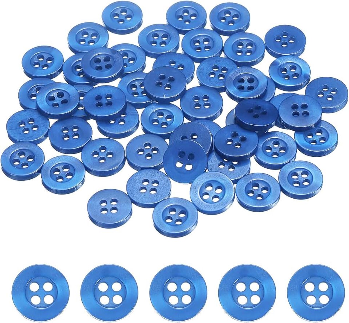 Knopen 11,5 mm (0,45 inch) 4 gaten hars ronde knutselvervangingsknoppen voor kleding doe-het-zelf handwerk decoratie, saffierblauw