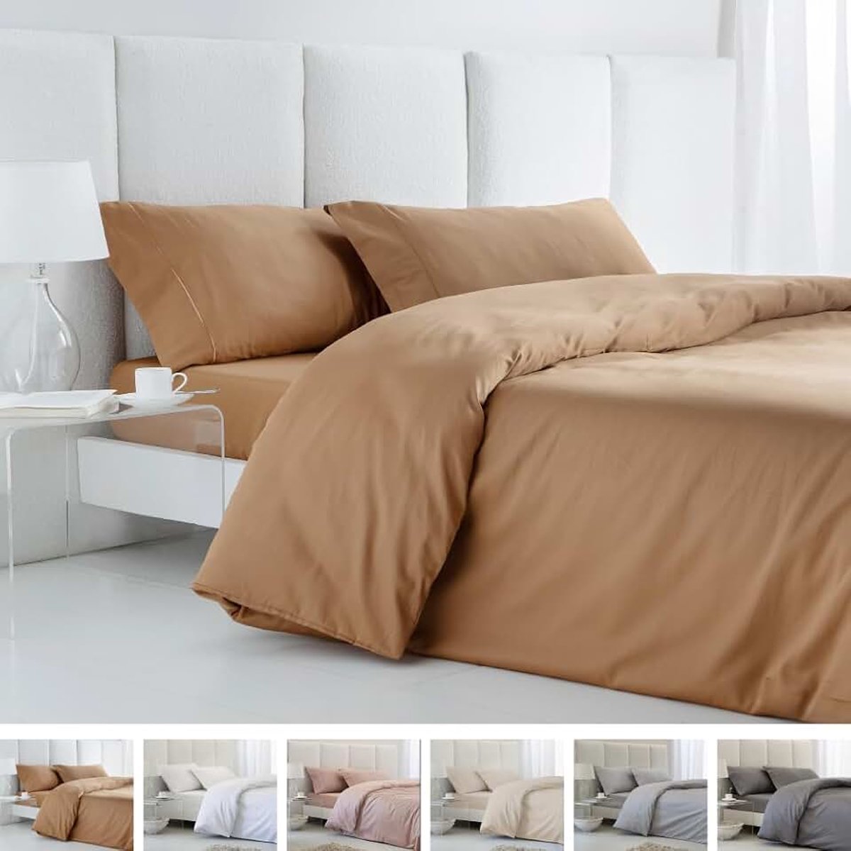 Dekbedovertrek 180 cm, Egyptisch katoen, draaddichtheid 300, Leuna terracotta, dekbedovertrek 260 x 240 cm + 2 kussenslopen + hoeslaken