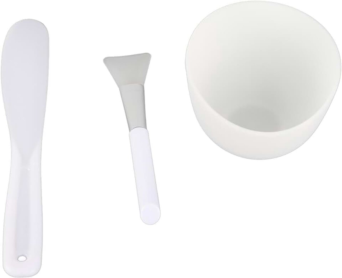 Mask Mixing Bowl Set, 3pcs DIY Mask Tool Set Silicone Mask Bowl Mask Brush Spatel Set DIY Mask Mixing Tool Sets Stick Spatel Silicone Cream Mask Brushes Prachtige Siliconen