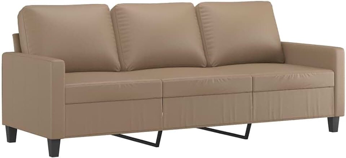 3-zitsbank, cappuccinobruin, 180 cm, kunstleer, woonkamerbank, kantoorbank, slaapkamerbank, loungebank voor woonkamer, slaapkamer, logeerkamer