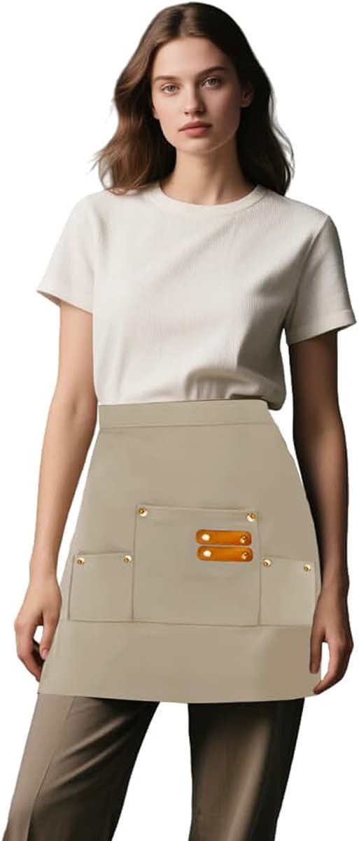 Schort, Halve Taille Schort met 3 Zakken, Waterdichte Kookschorten, Koffie Restaurant Bar Server Schort, Professioneel Kort Schort voor Mannen Vrouwen
