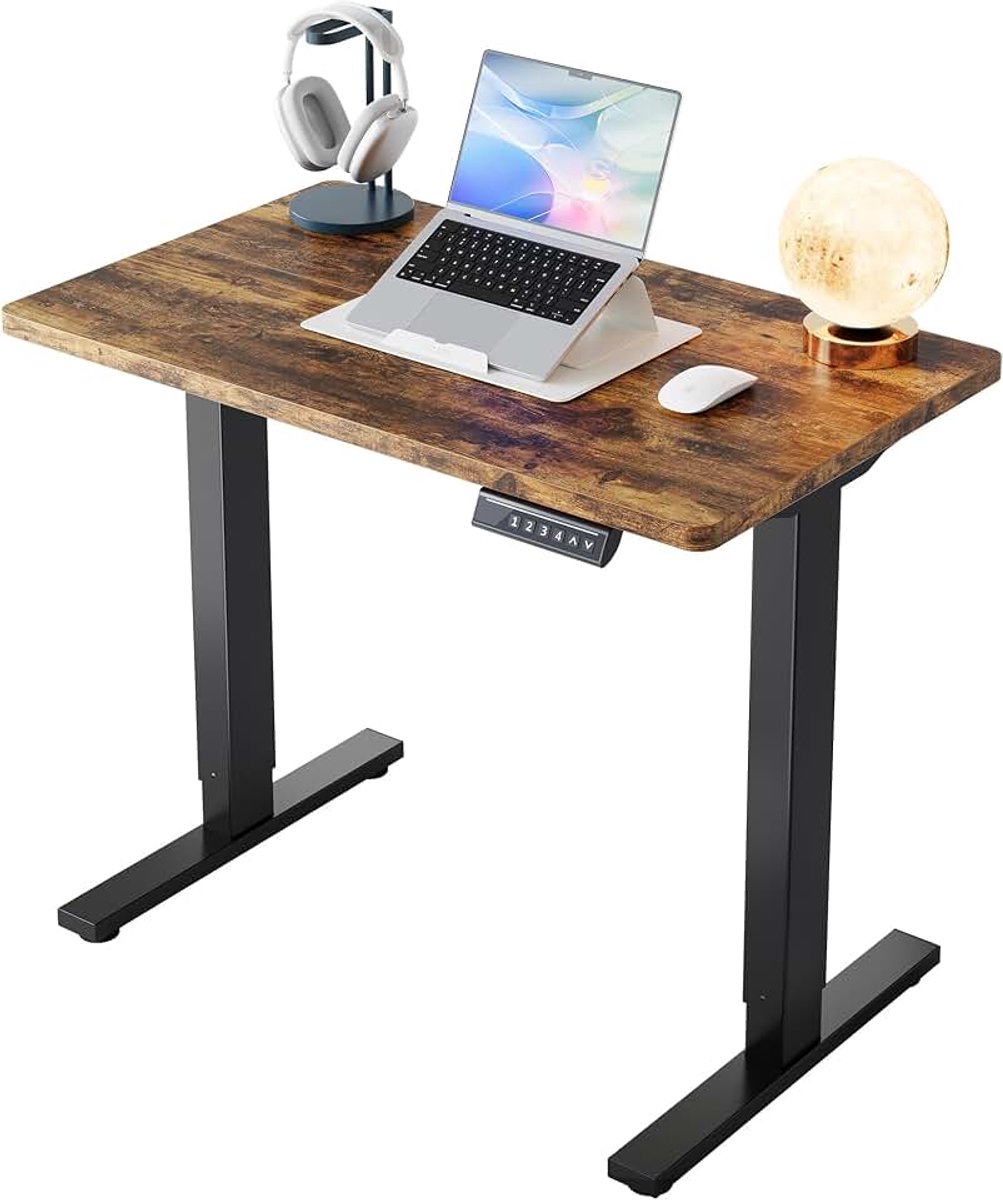 In hoogte verstelbaar bureau, 80 x 48 cm, 4 geheugenhoogte-instellingen, elektrisch bureau voor thuiskantoor en computerwerkplek