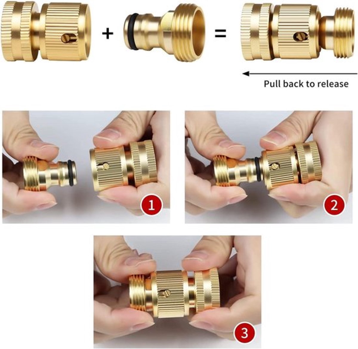 Messing tuinslangkoppelingen set, 3/4 inch, binnendraad en buitendraad, irrigatiesysteem adapter
