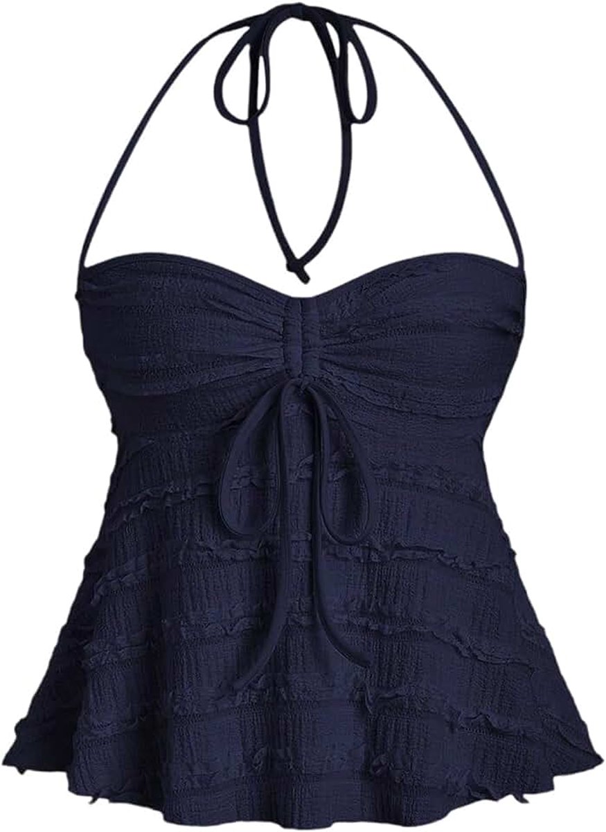 Y2K Crop Top voor dames, haltertop, buikweg-bovenstuk, haltertop, zomertop met bandjes