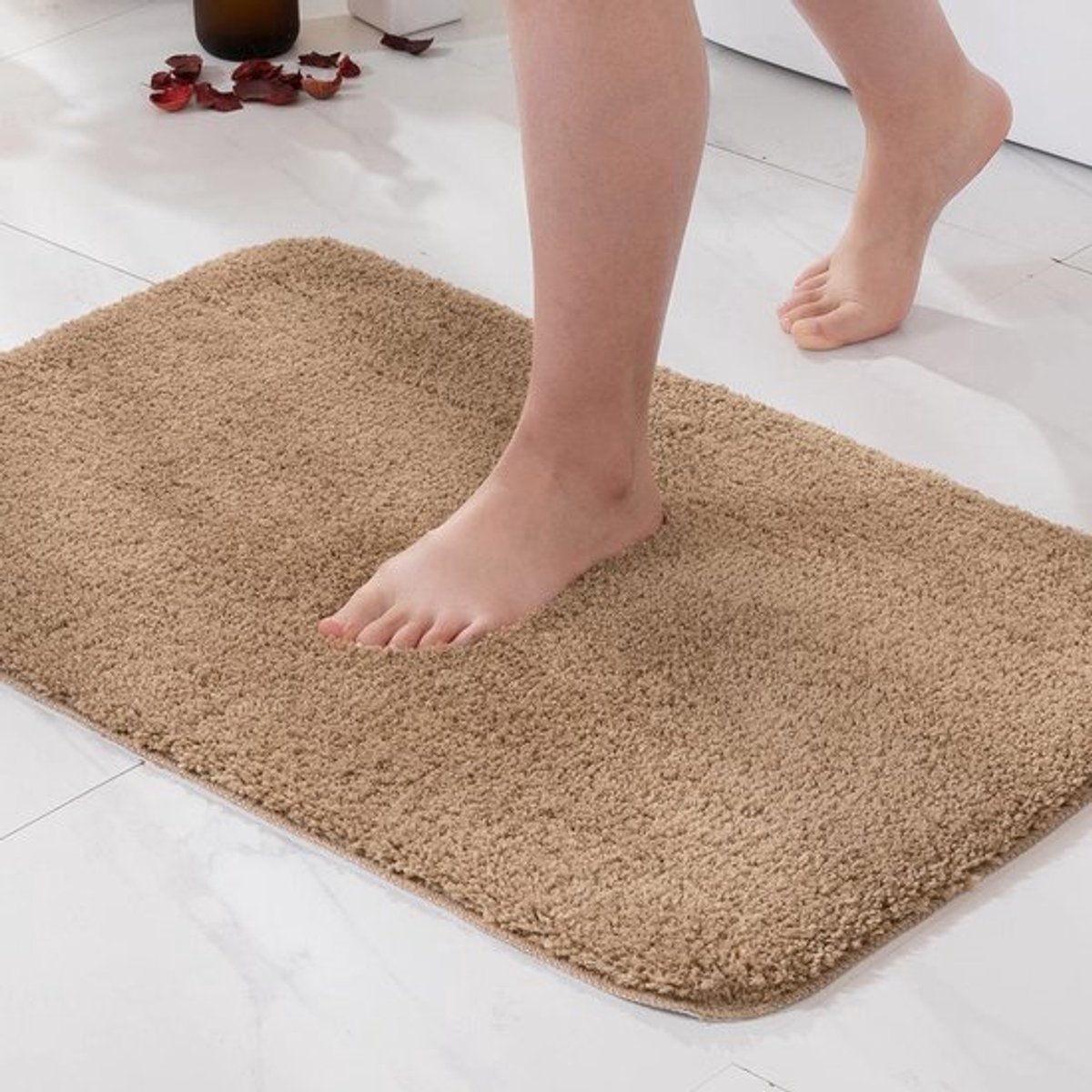 Badmat - Antislip - Absorberend - Bruin - Douchemat - Tapijt voor Badkamer en Keuken - 50 x 80 cm