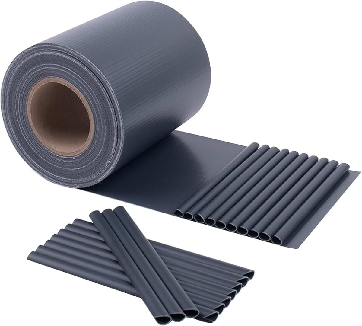PVC-privacy strips 35mx19cm voor dubbelstaafhek, antraciet | PVC-privacy strips voor volledige privacy, weerbestendig en UV-bestendig, winddicht, met 20 clips, voor tuin, terras, balkon