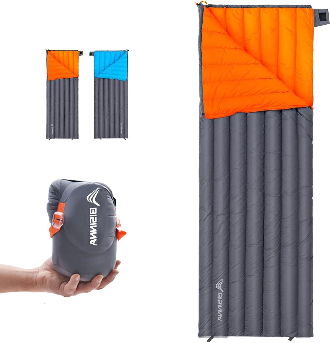 Lichtgewicht Slaapzak - Donsslaapzak Buiten - Kamperen en Reizen - Compacte Compressiezak - 200 x 80 cm - Oranje