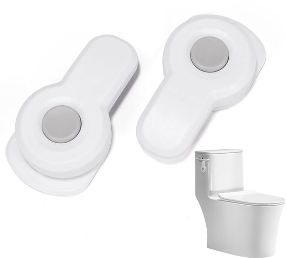 Kindveilig toiletslot, kindveilig toiletslot, kinderveilig toiletslot met ronde knop, peutertoiletslot, sterk klevend toiletslot voor badkamertoilet (2 stuks)