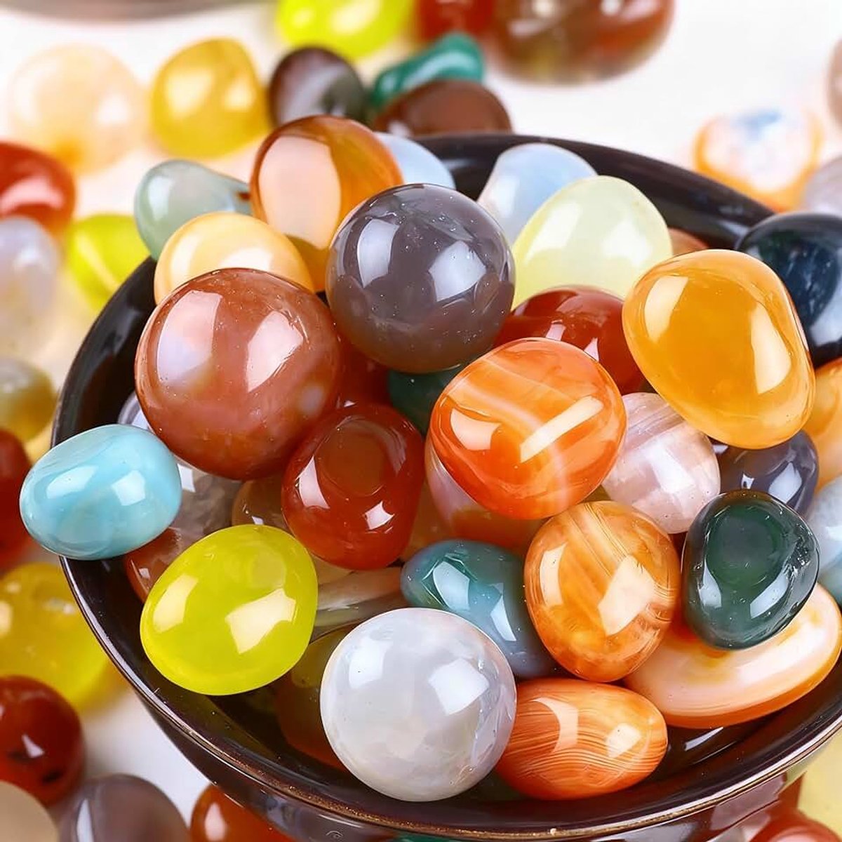 100g halfedelstenen edelstenen helende stenen kristallen helende stenen set voor vazen, geluksstenen, trommelstenen, kristallen stenen stapelstenen decoratiestenen edelsteenset in kleurrijke