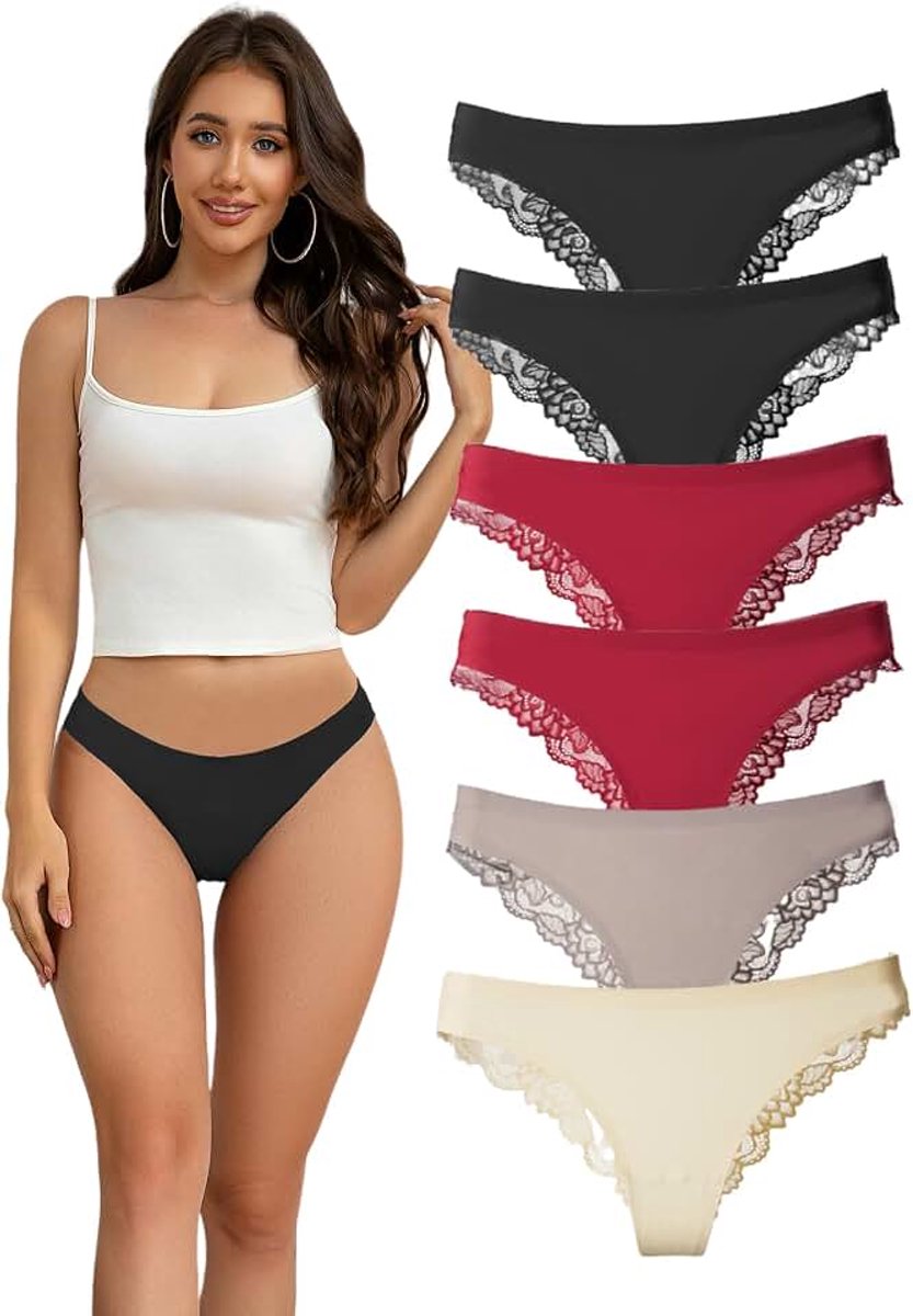 Bikini Lazen zijde Naadloze Onderbroeken Dames Spits Meerpack Brazilian Ondergoed Schlüpfer Vrouwen