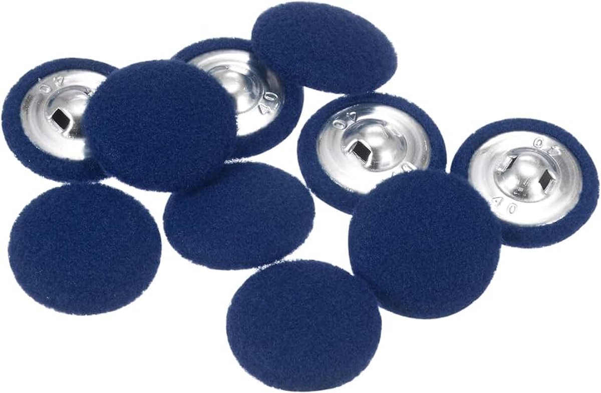 Knopen bekleed met stof met kunststof schacht, rond, 40 l, 25 mm, voor het naaien van jurken, elegante blouses, diepblauw