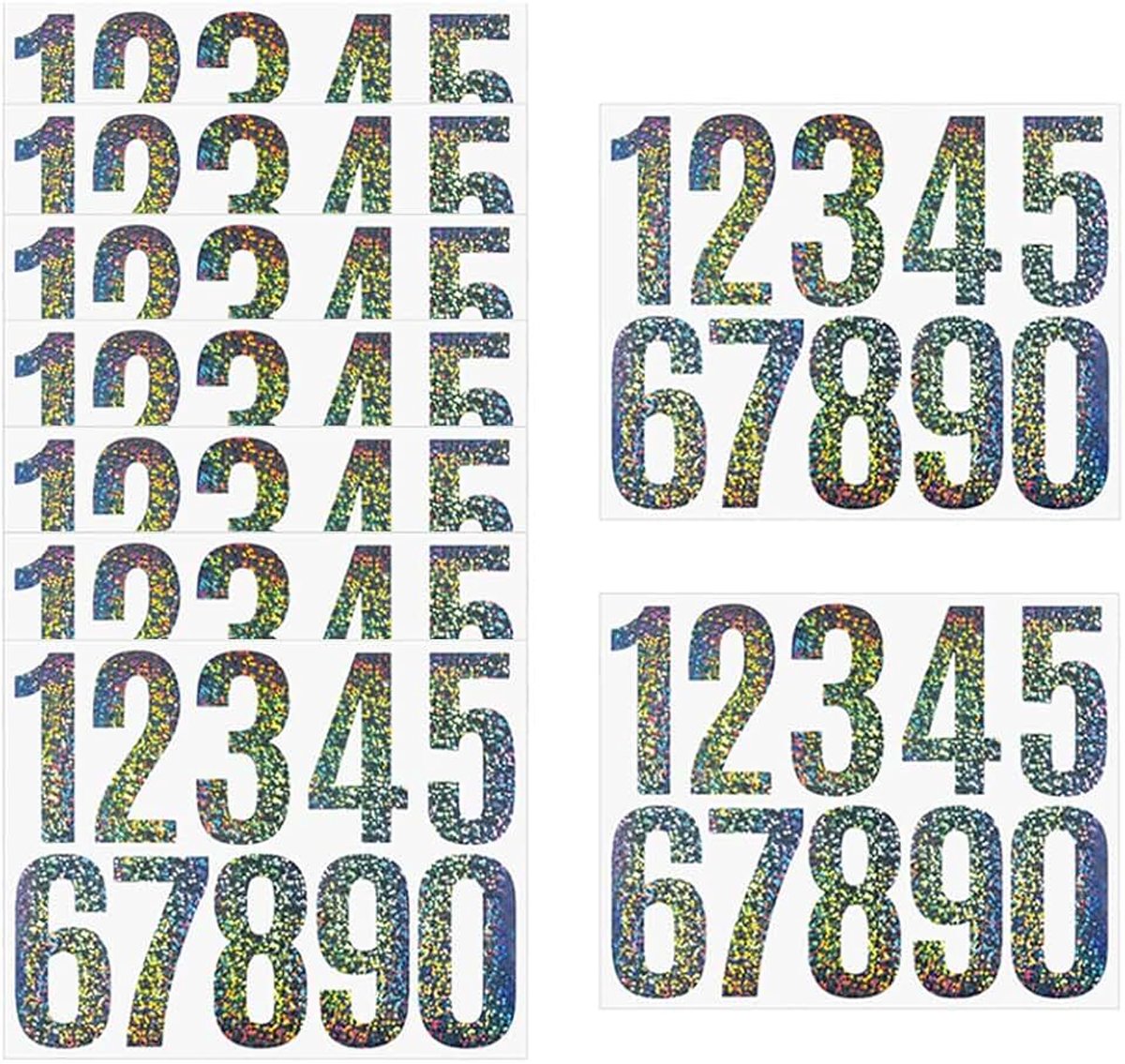 9 vellen reflecterende nummerstickers, zelfklevend vinylmateriaal waterdicht voor brievenbus, vuilnisbakken, adres, deurborden, ramen, auto's, huis, decoratieve vuilnisbak (90 stuks)