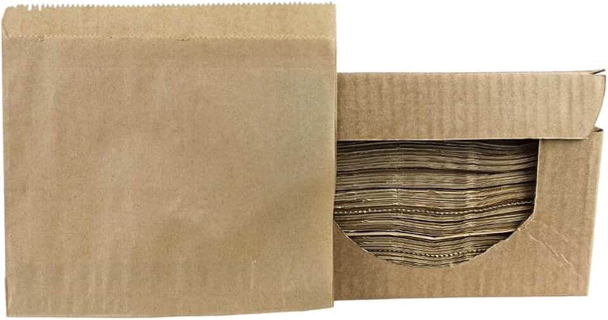 2000 Snackzakken, bruin, 2-zijdig open, broodzakken van 16 x 16 cm, kraftpapieren zakjes, vetdicht, dönerzakken, 100% recyclebaar, Deli papieren bladen, milieuvriendelijk, snackzakken voor