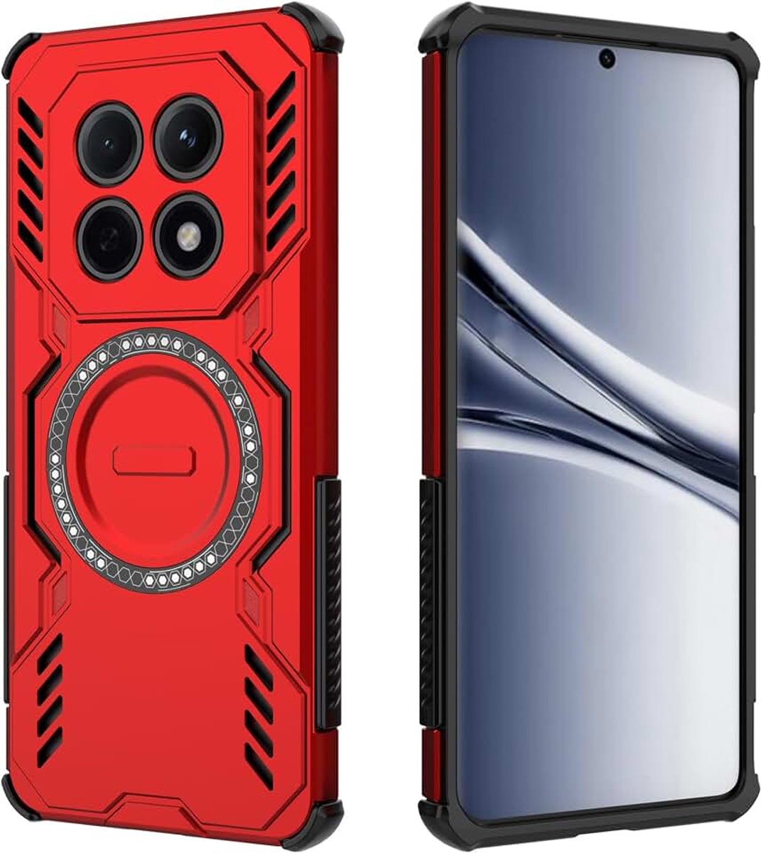 Hoesje voor Xiaomi Redmi Note 15 5G/Xiaomi Poco M8, Militair Schokbestendige Hardcase met Airbag-Hoeken, Warmteafvoer, TPU+PC Hybride, Rood