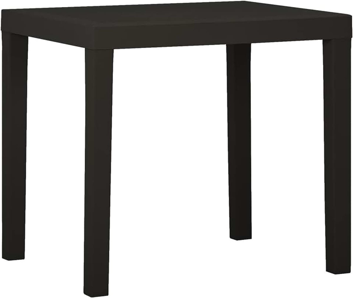 Tuineettafel, 4-zits, woonkamertafel of terrastafel, meubels voor terras, woonkamer, kunststof, antraciet, 79 x 65 x 72 cm
