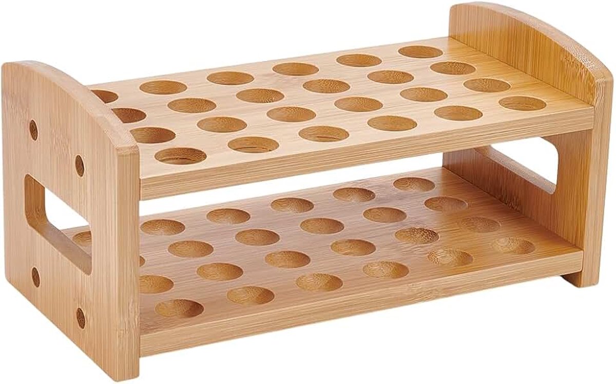 1 set 24,9 x 12,7 x 11,5 cm 24 gaten bamboe multifunctionele cilinderbuisjes presentatiestandaard houten reageerbuishouder standaard rechthoekige laboratoriumbenodigdheden buishouder gat 5