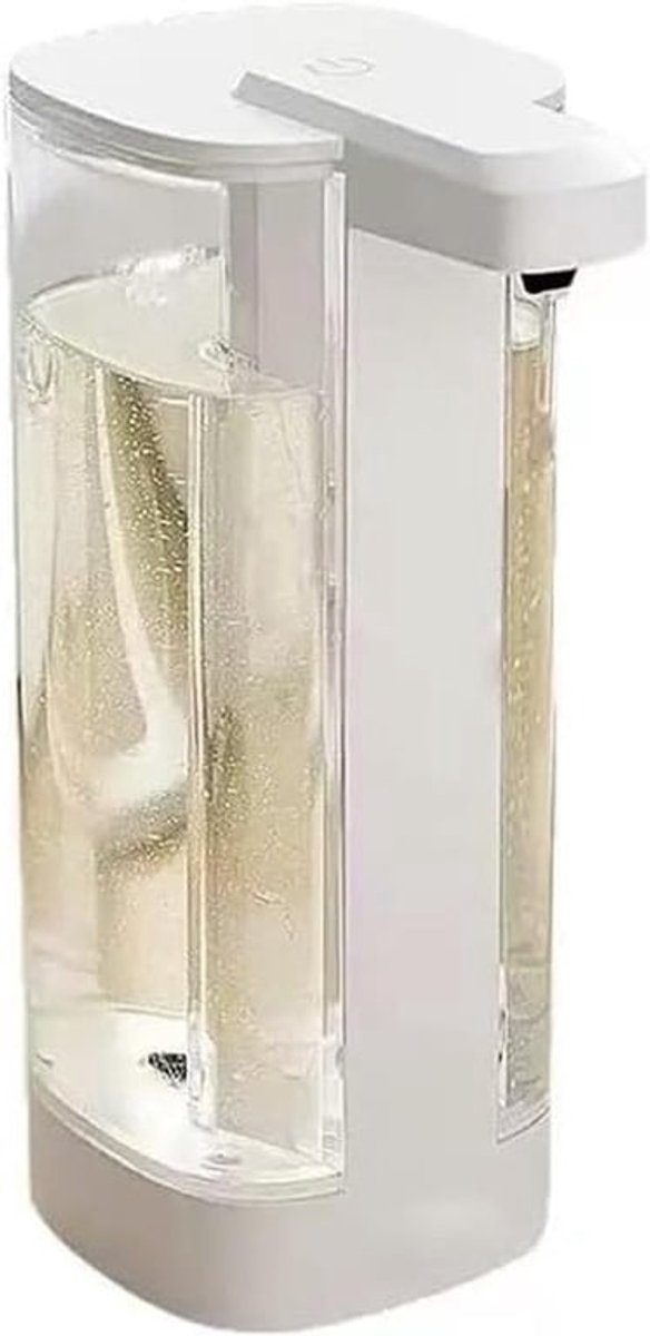 Automatische zeepdispenser voor op het aanrecht met een contactloze doseerder, 500 ml/17 oz inhoud, 4 instelbare zeepniveaus, geschikt voor badkamers en keukens.