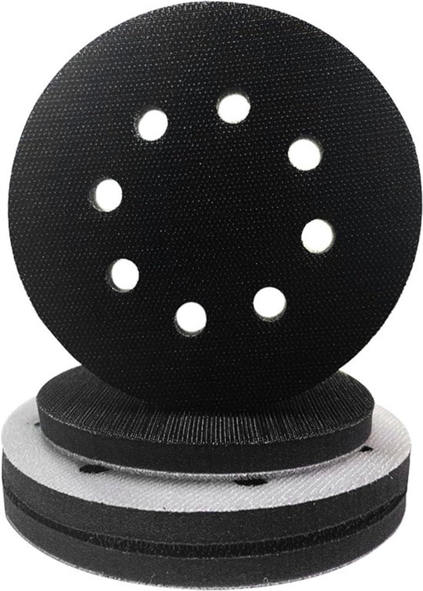 Set van 4 zachte schuurpads 125 mm met 8 gaten voor schuurmachine
