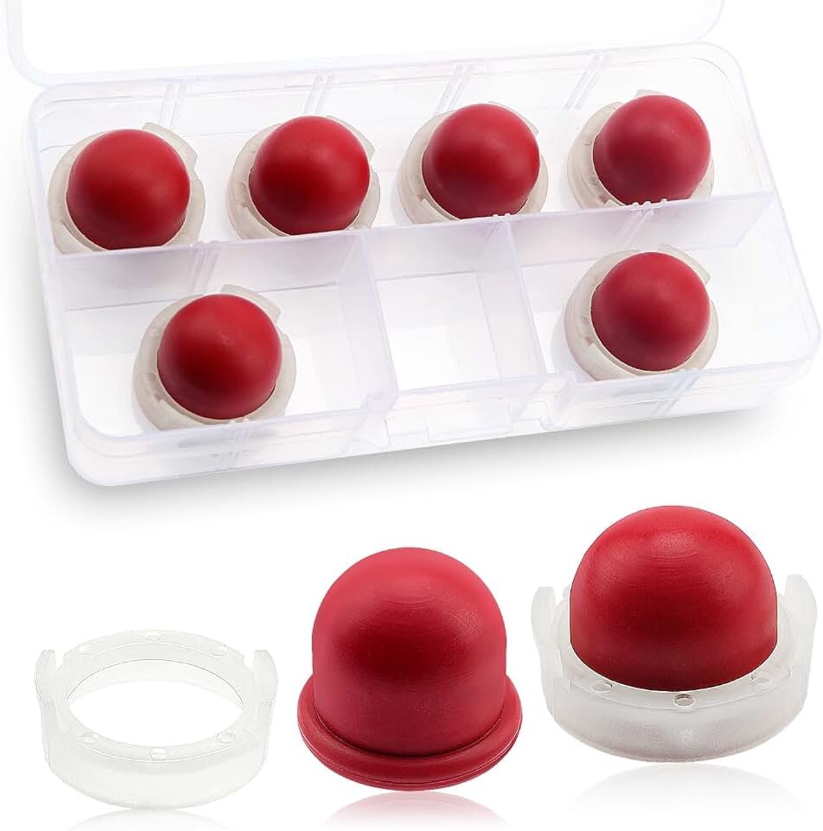 6 stuks Carburateurprimerlampen, 694394 Primerlamp, Compatibel met Briggs en Stratton 494408 4128 4178 (Rood)