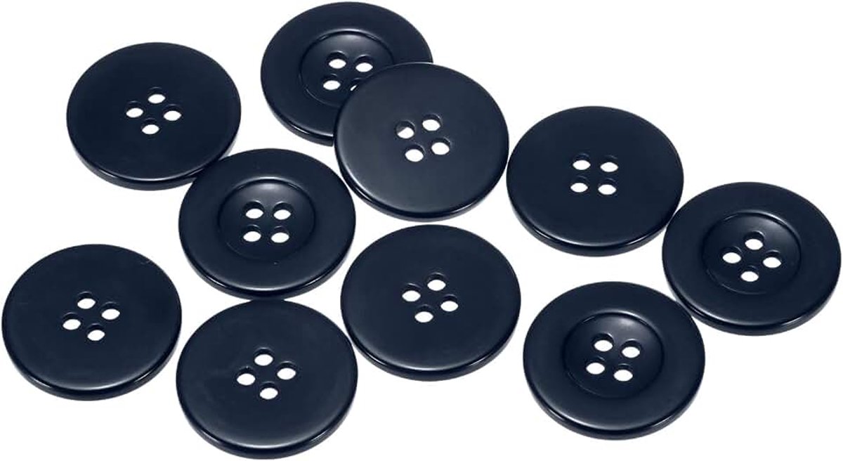 Knopen 1-1/4" (30 mm) hars rond plat 4-gaats ambachtelijke vervangingsknoppen voor mantels naaien kleding en doe-het-zelf, marineblauw