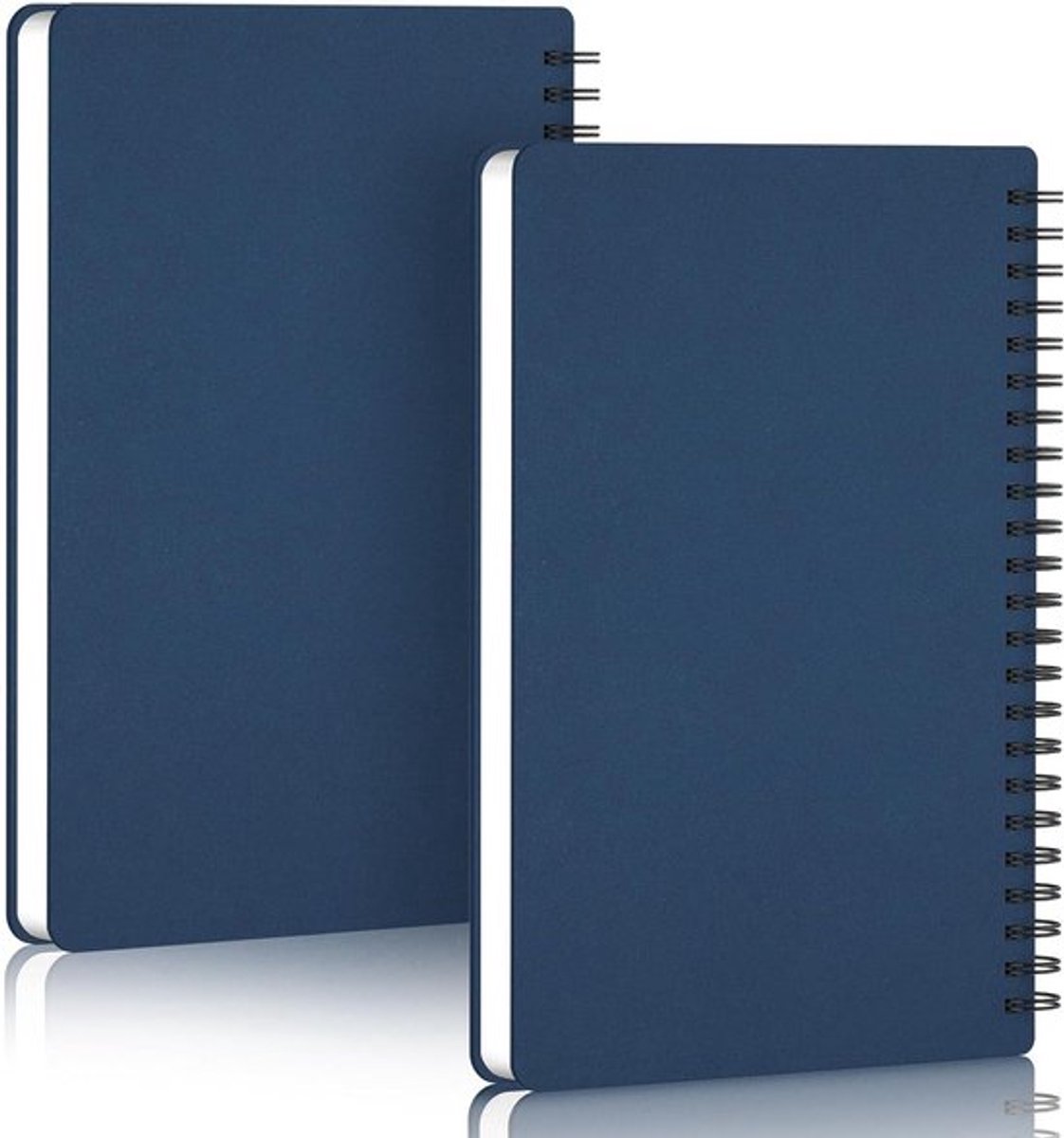 Gelijnd A5 Notitieboek - 2 stuks Spiraalnotitieboek - 100 g/m² papier - 14 x 21 cm - 120 pagina's voor reizen en notities in donkerblauw