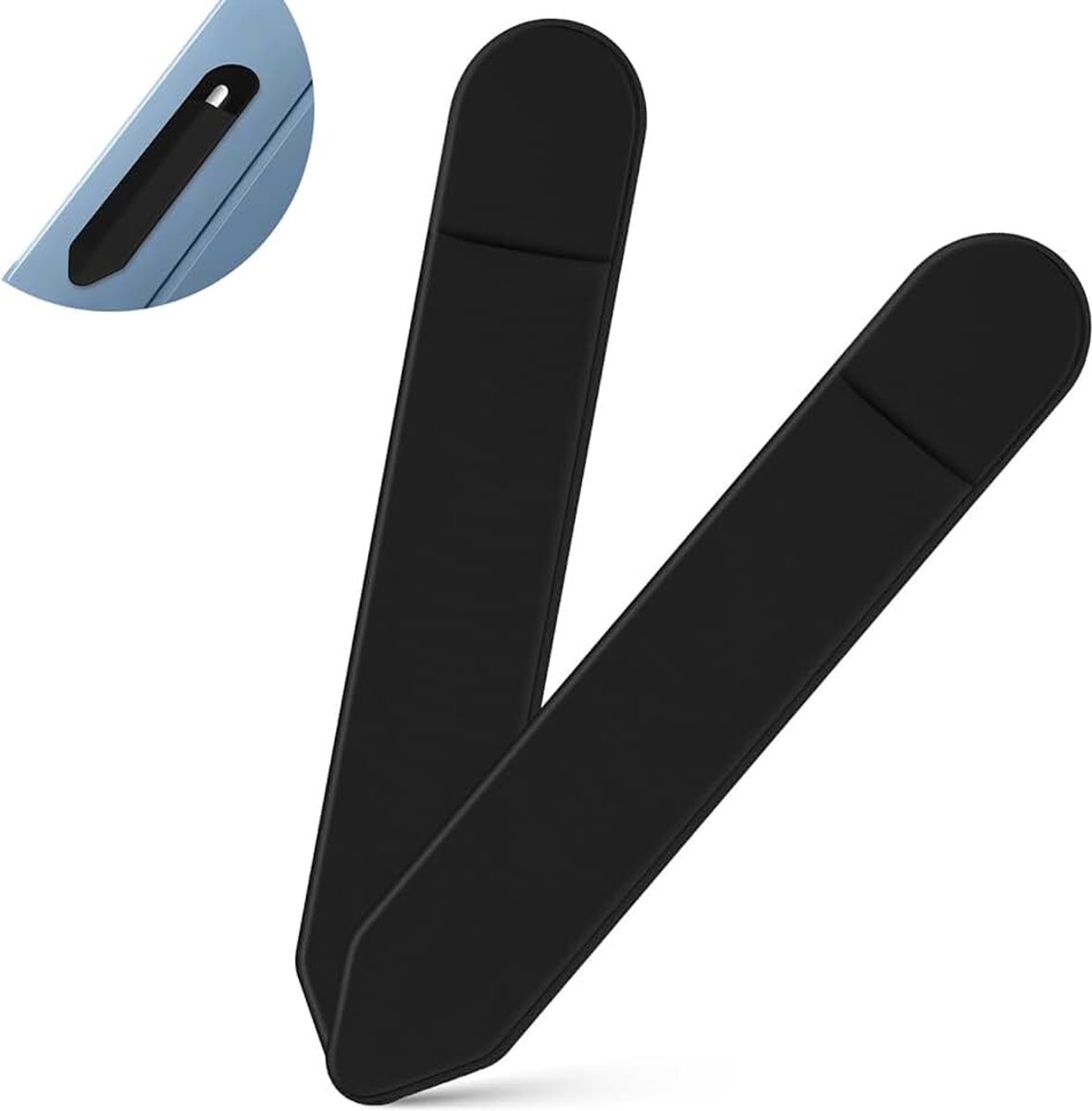 Flintronic 2 stuks verwijderbare zelfklevende iPencil houder, etui sticker, potlood sleeve houder compatibel met de Apple Pencil 2e & 1e generatie, elastisch potlood etui voor stylus pennen (zwart)