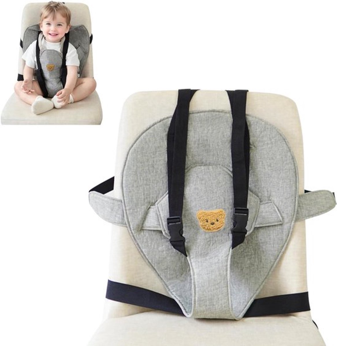 Draagbare Hoge Stoel voor Baby's - Essentiële Reisstoel, Ideaal voor Reizen en Uitjes met Kinderen