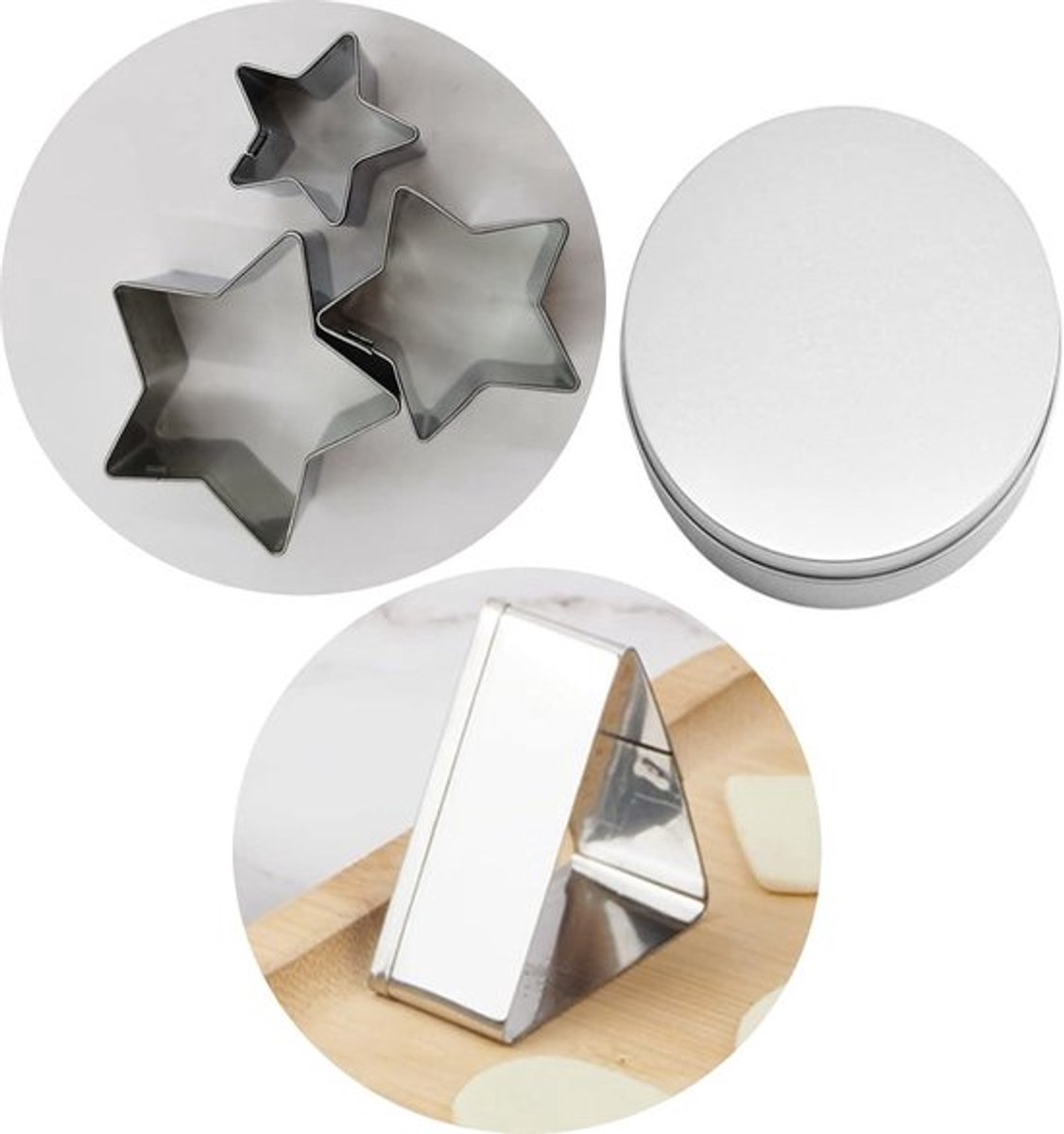 24 Roestvrij Stalen Gebak Koekjesvormen Set voor DIY Bakken en Cake Decoratie met Geometrische Vormen