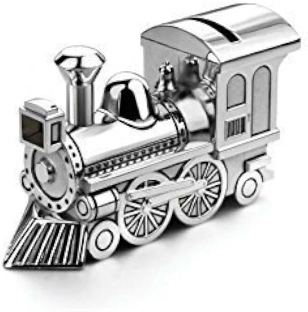 Spaarpot trein verzilverd tegen aanslag - voor kinderen en volwassenen spaarpot locomotief van metaal