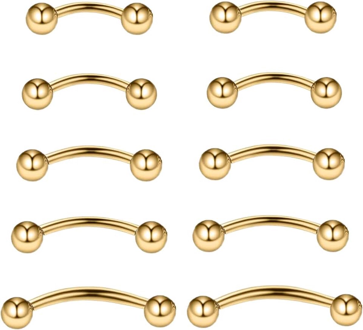 Barbells voor wenkbrauwen, lippen, rook, helix, tragus, brug, piercing, buik, piercing, 16 g, roestvrij staal, 6 mm, 8 mm, 10 mm